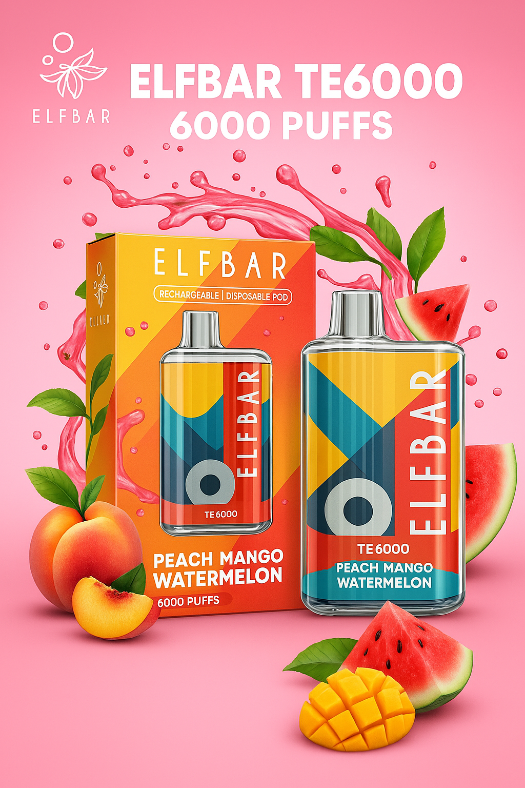 ElfBar TE6000 Rechargeable Disposable Vape | 6000 Puffs  vapeorder.in