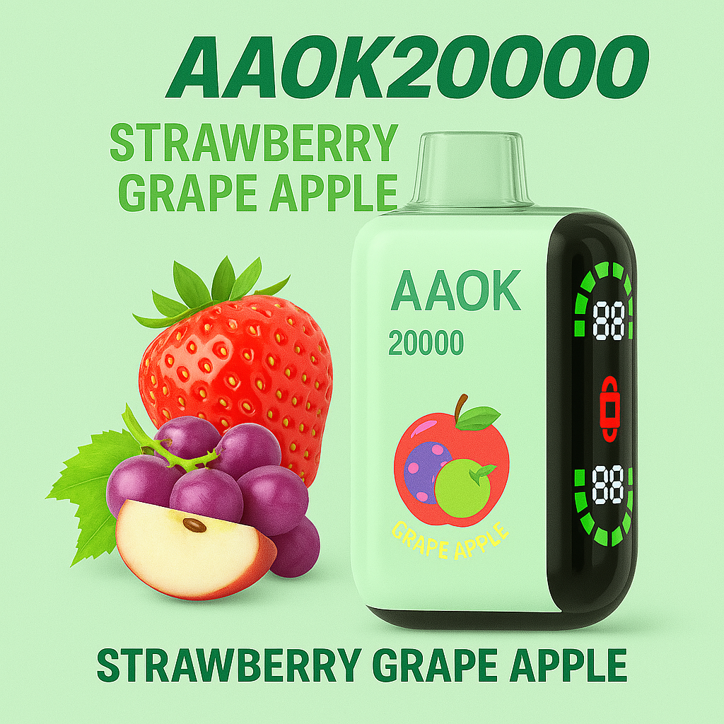 AAOK 20000 Strawberry Grape Apple flavored disposable vape