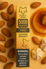 Foxy Pro 5000 Almond Desert disposable vape with elegant packaging