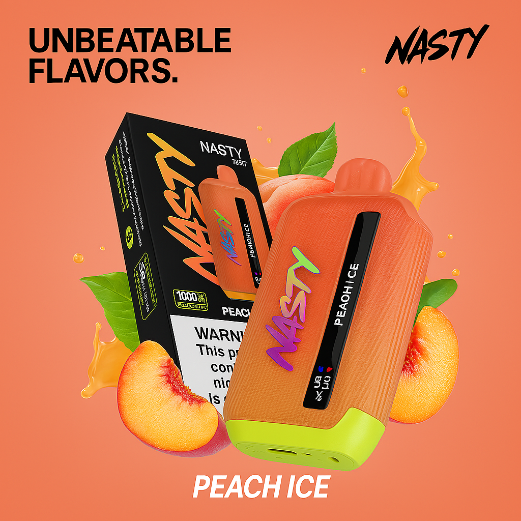 Nasty Bar 8500 Peach Ice disposable vape device
